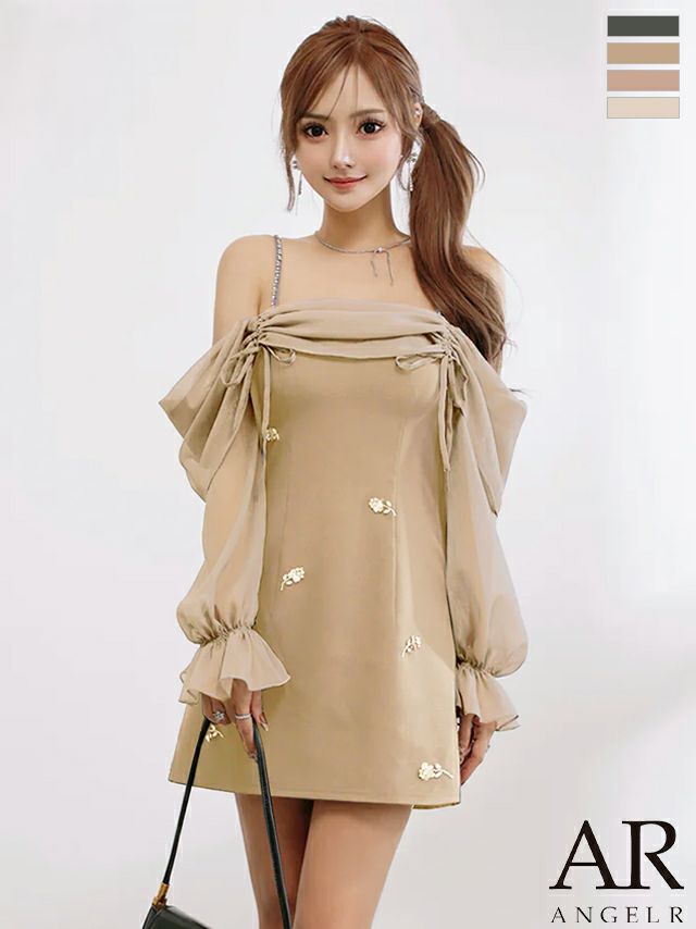 ＡＲ　オフショルダービジュータイトドレス　Mサイズ 予約商品【12月中旬入荷予定】【Angel R/エンジェルアール】オフ