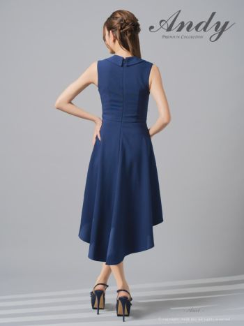 andy ロングドレス　xs ネイビー　ローブドフルール Andy/アンディ】襟付き フリル ティアード ノースリーブ リボン ドロー