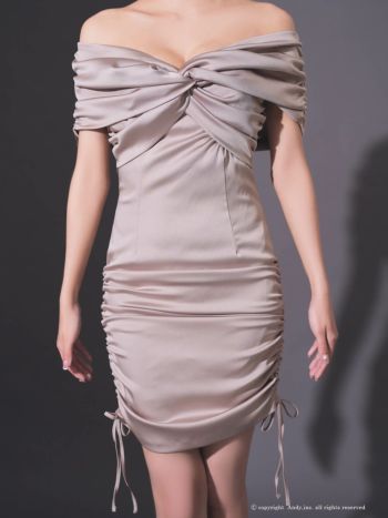 Andy/アンディ】オフショルダー バストクロス ギャザー サテン リボン