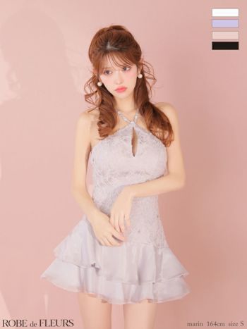 ROBEdeFLEURS/ローブドフルール】襟付き ツイード タイトミニドレス