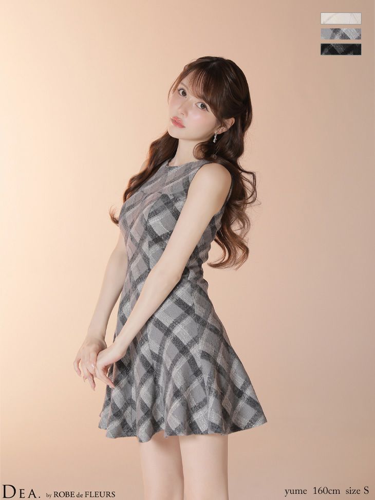 美品＊ROBE de FLEURS＊チェックツイード＊ワンピース＊ドレスDEA.by 