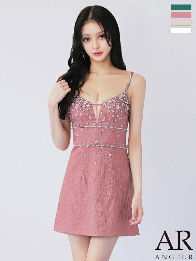 キャバドレス Angel R エンジェルアール キャミソール フロントビジュー Vカット フレアミニドレス