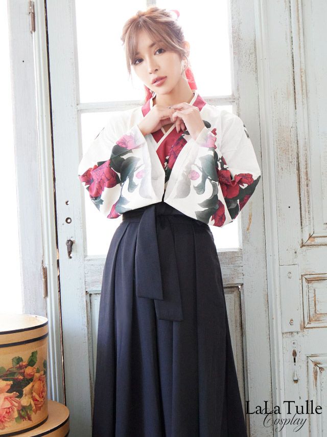 コスプレ 袴 レトロ 大正ロマン 個性的 ロング丈 和装 衣装3点セット