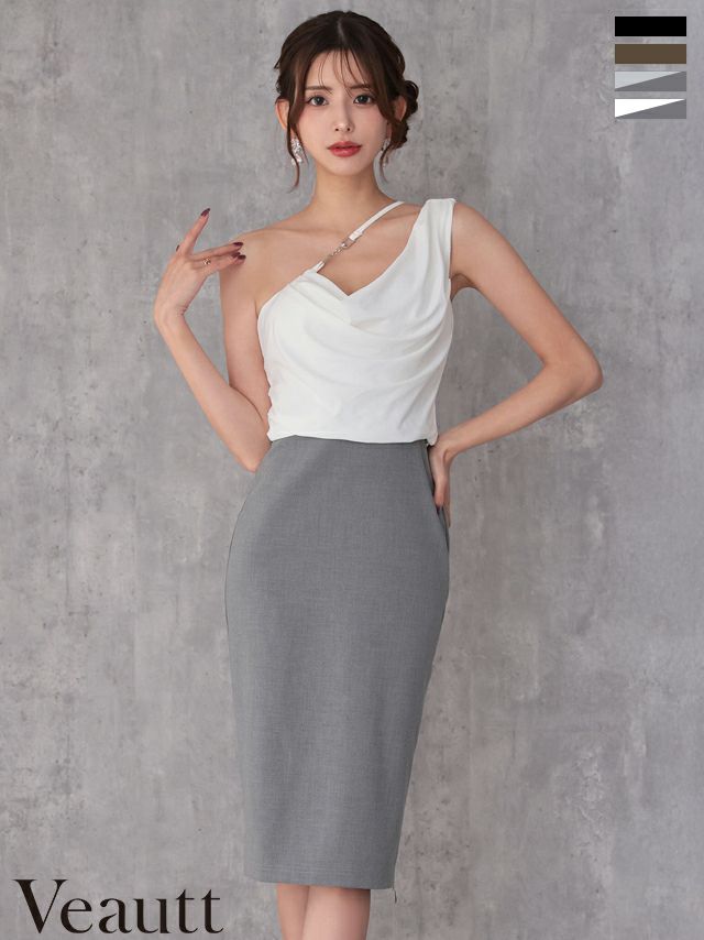 Veautt/ヴュート】チャーム チェーン ジップデザイン バイカラー ワン